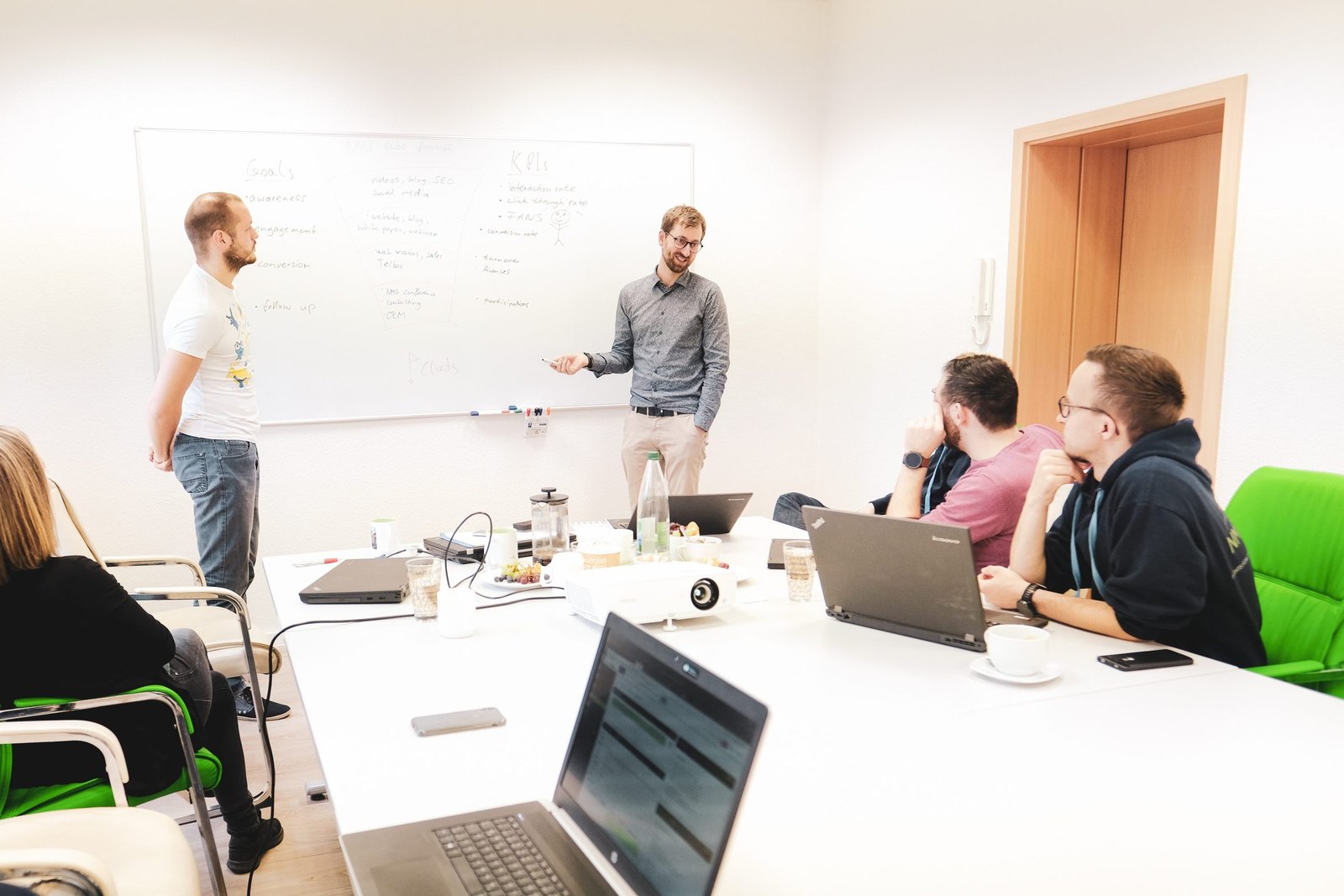 Das NMS Prime Team bespricht Produkt- und Netzabläufe in einem Workshop